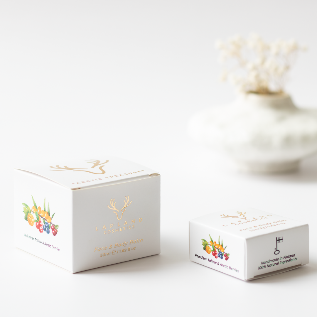 Lapland Cosmetics Reindeer Tallow Face & Body Balm with Arctic berries – product packaging on a white background